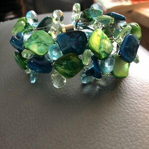 Vibrant Blue and Green Beaded Bracelet